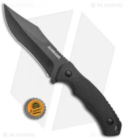 Schrade Steel Driver Clip Point Fixed Blade Knife Black G-10 (5" Black AUS-8) -Schrade Schrade Black Mod DP Fixed AUS 8 G 10 Black BHQ 125129 jr bottlecap
