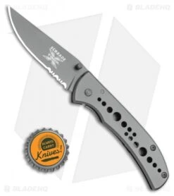 Schrade Folding Knife Frame Lock Knife Stainless Steel (2.625" Gray) -Schrade Schrade Folder Part Serrated SCH50SCP BHQ 111761 LS Bottlecap