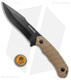 Schrade I-Beam Fixed Blade Knife Brown G-10 (4.75" Black) -Schrade Schrade G 10 Modified Drop Fixed Tan Black 1136029 BHQ 125127 jr bottlecap