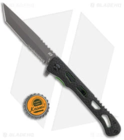Schrade Inert Tanto Liner Lock Knife Black Aluminum (3.5" Gray Serr) -Schrade Schrade Inert CLR Tanto LL Black Aluminum Gray Serr BHQ 140099 jr bottlecap