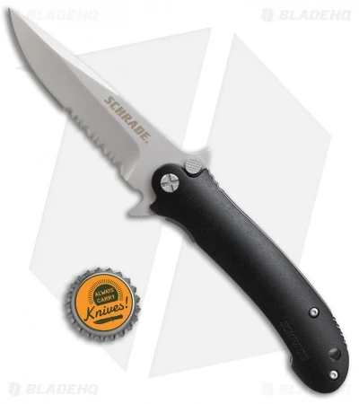 Schrade Liner Lock Knife Black Al (3.5" Bead Blast Serr) SCH223S 5 Schrade Liner Lock Knife Black Al (3.5" Bead Blast Serr) SCH223S - Image 3