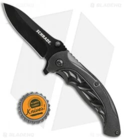 Schrade Liner Lock Knife Black Al (3.5" Black) SCH508 -Schrade Schrade LL Black Alum Black SCH508 BHQ 61962 jr bottlecap