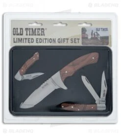 Schrade Old Timer 3-Piece Rosewood Knife Set W/Gift Tin 1130047 -Schrade Schrade OT 3 Piece Rosewood Gift Tin BHQ 116720 jr package