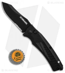Schrade SC90 Automatic Knife Black Aluminum (3.25" Black Serr) SC90BS -Schrade Schrade SC90 Black Aluminum Black Serr BHQ 34170 er bottlecap