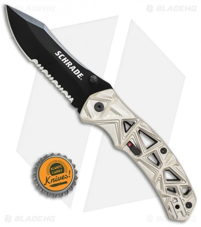 Schrade Shizzle MAGIC Spring Assisted Knife Champagne (3.375" Black Serr) 6 Schrade Shizzle MAGIC Spring Assisted Knife Champagne (3.375" Black Serr) - Image 4