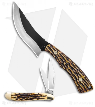 Schrade Uncle Henry 2pc. Modified Drop Point Fixed Blade/Folder Combo 3 Schrade Uncle Henry 2pc. Modified Drop Point Fixed Blade/Folder Combo