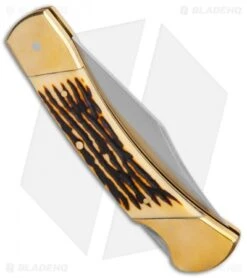 Schrade Uncle Henry Papa Bear Traditional Pocket Knife 5" Brown Staglon SCHLB8 9 Schrade Uncle Henry Papa Bear Traditional Pocket Knife 5" Brown Staglon SCHLB8 -Schrade Schrade Uncle Henry Papa Bear Traditional Brown Staglon SCHLB8 BHQ 62058 jr side