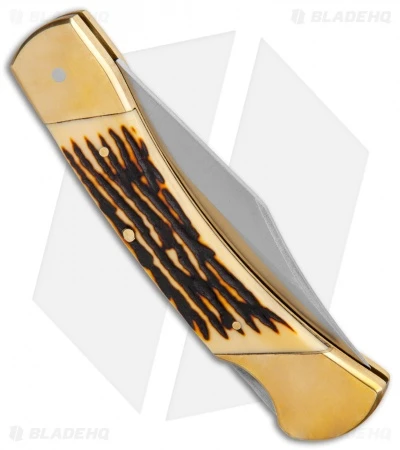 Schrade Uncle Henry Papa Bear Traditional Pocket Knife 5" Brown Staglon SCHLB8 5 Schrade Uncle Henry Papa Bear Traditional Pocket Knife 5" Brown Staglon SCHLB8 - Image 3