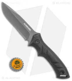 Schrade Full Tang Fixed Blade Knife Black TPE (4.5" Gray Serr) SCHF31S -Schrade Schrade full tang black TPE gray serr SCHF31S BHQ 62023 er size
