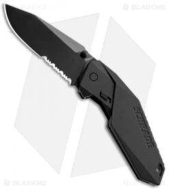 Schrade SCHA5BS Clip Point Spring Assisted Knife (3.375" Black Serr)