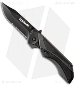 Schrade 24/7 MAGIC Spring Assisted Knife Gray/Black (3.25" Black Serr) SCHA8BS
