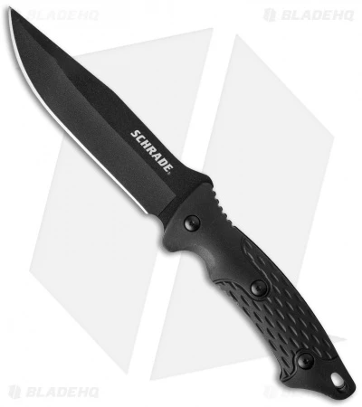 Schrade Fixed Blade Knife Full Tang Black TPE (5" Black Plain) SCHF30 3 Schrade Fixed Blade Knife Full Tang Black TPE (5" Black Plain) SCHF30